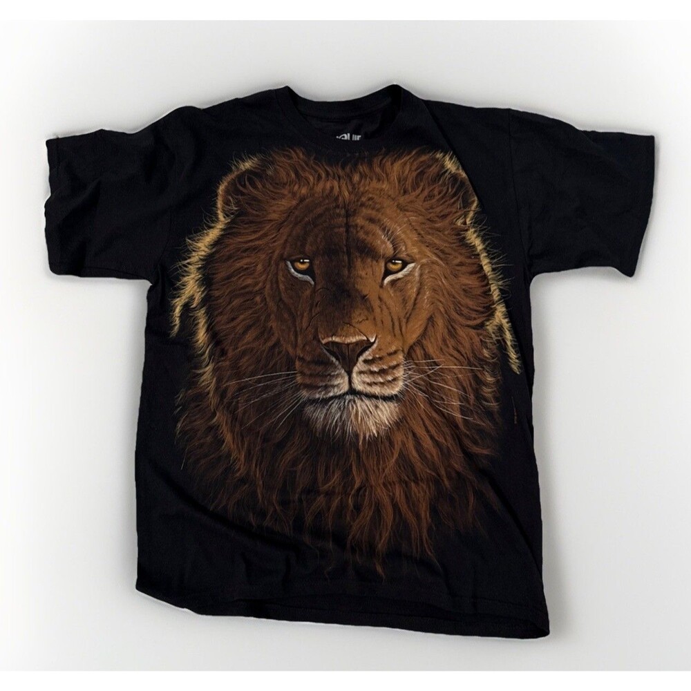 REPRINT 1998 Liquid Blue Lion Head T-Shirt Black AOP Men's Size Large
